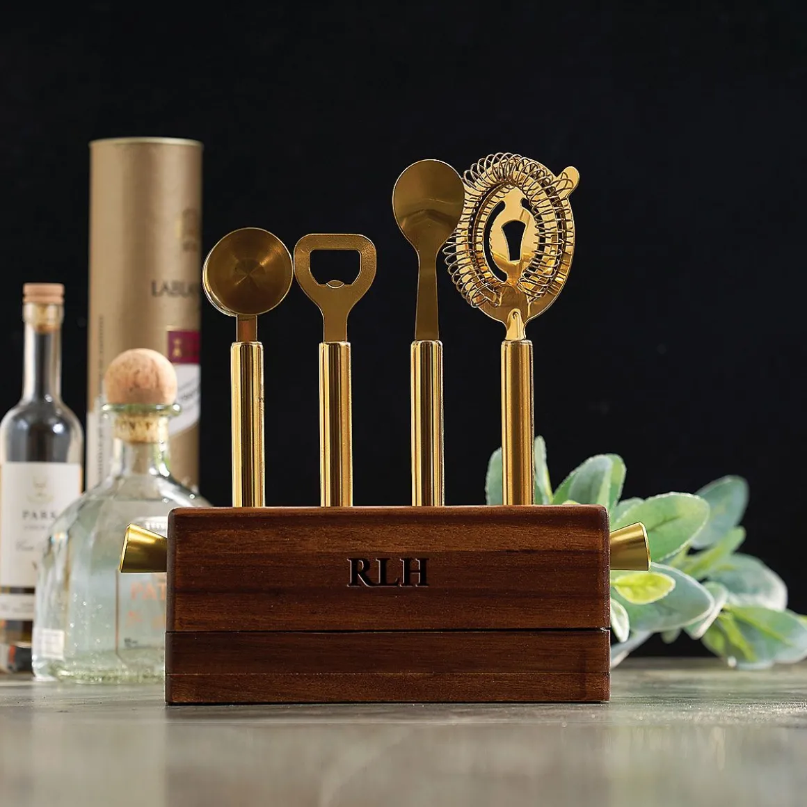 Acacia Sidecar Brass Personalized Barware