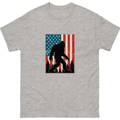 Adult Sasquatch American Flag Grey T-Shirt