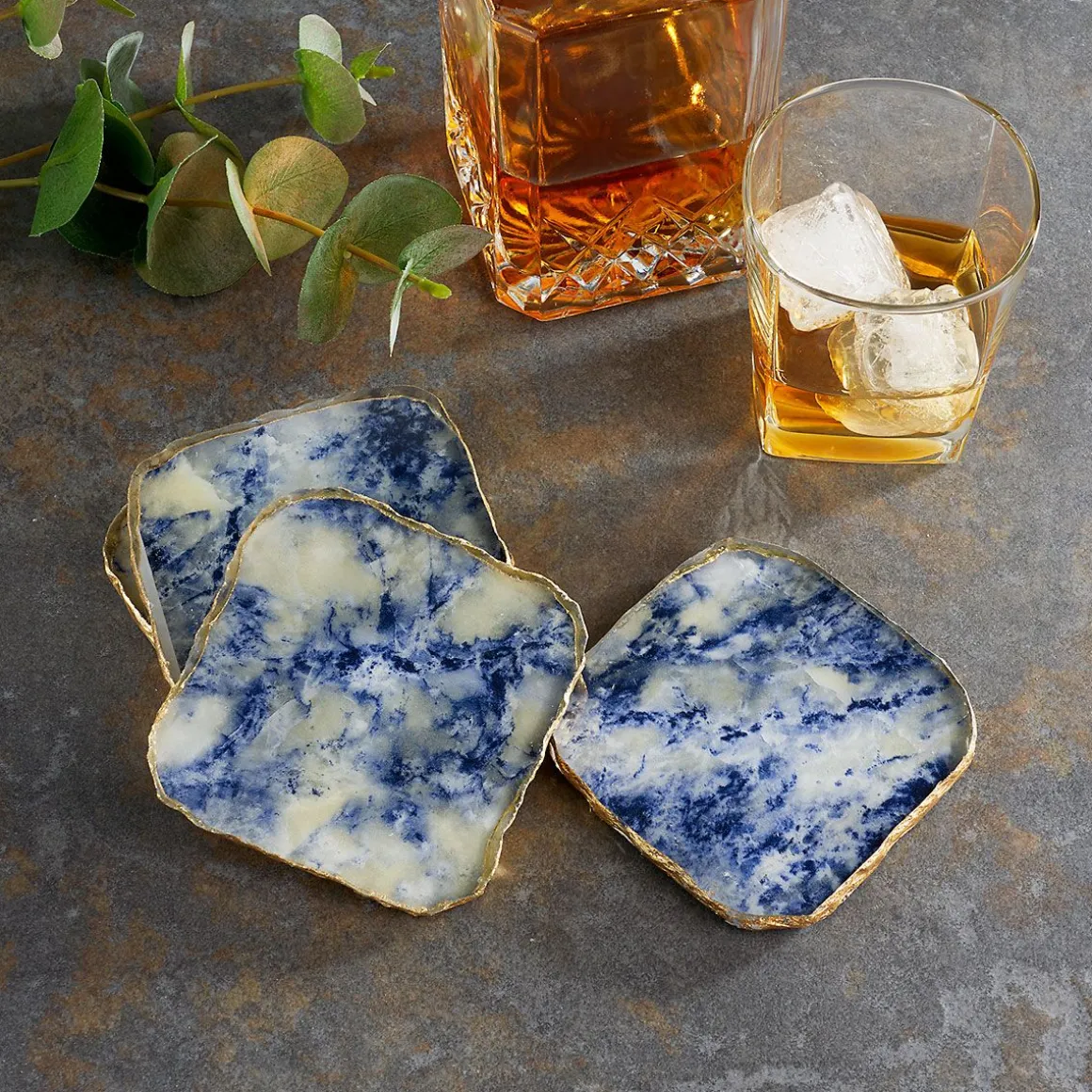 Agate Marble Glass Coaster by Zodax
