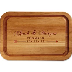 Alder Heart Bow Arrow Personalized Wood Cutting Board