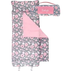 All-Over Charcoal Flowers Print Personalized Nap Mat by Stephen Joseph®