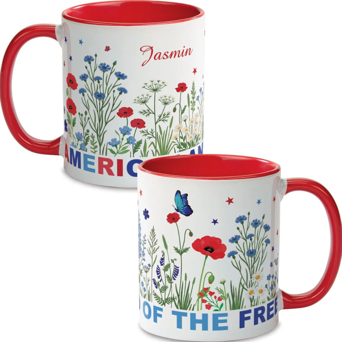 America Floral Personalized Mug