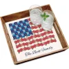 Americana Floral Flag Personalized Square Serving Tray