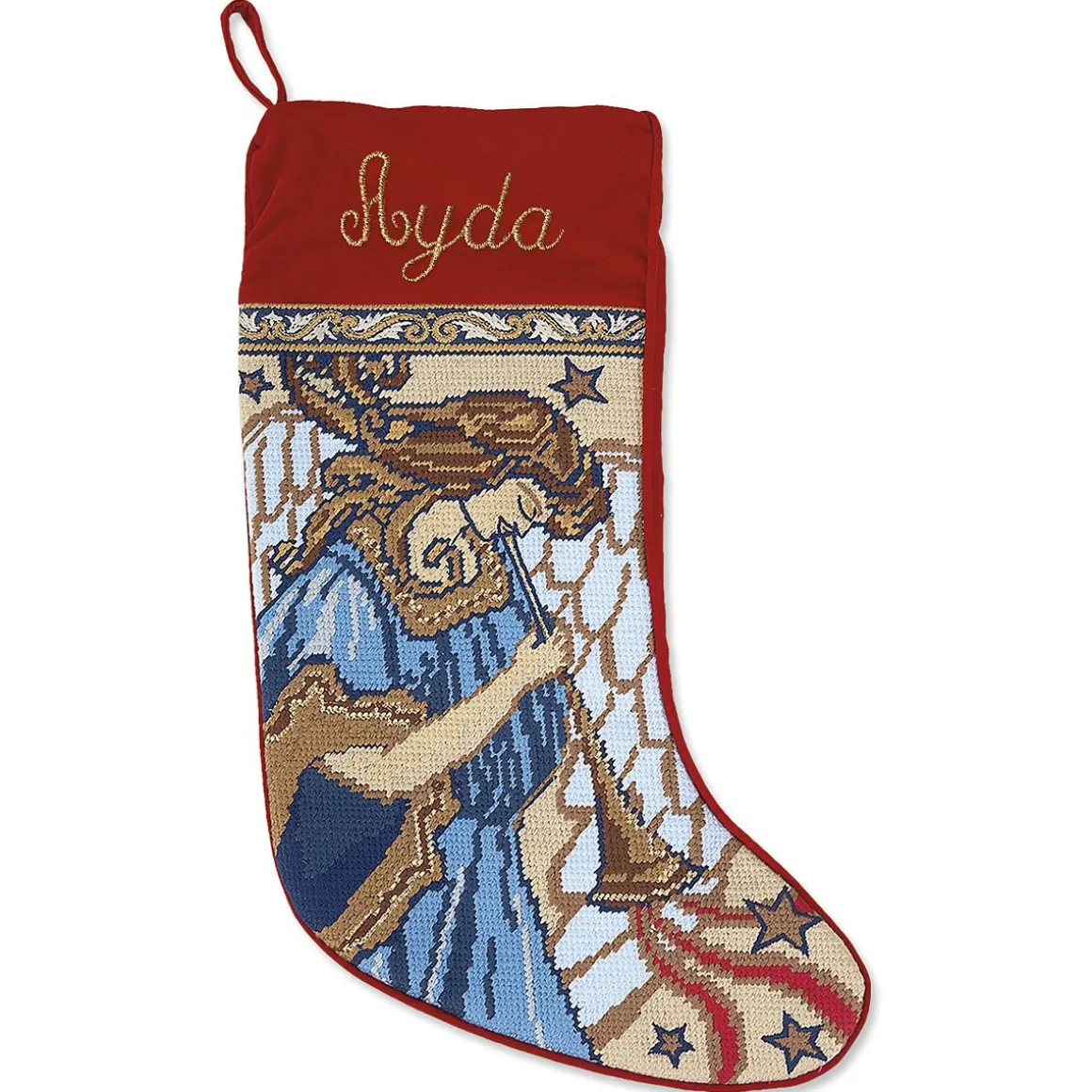 Angel Heirloom Needlepoint Personalized Christmas Stocking