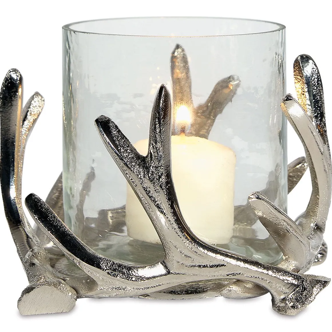 Antler Metal & Glass Candle Holder