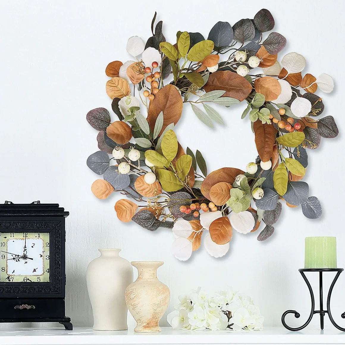 Autumn Leaves & Berries Wreath