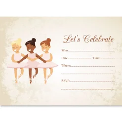 Ballerina Birthday Fill In The Blank Invitations