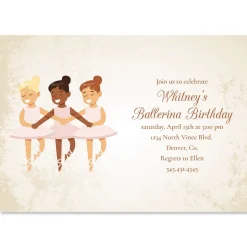 Ballerina Dancers Birthday Personalized Invitations