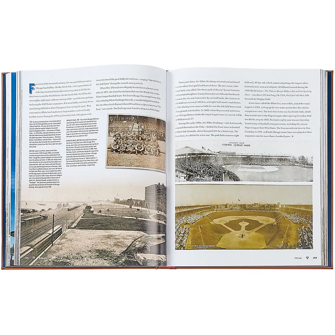 Ballparks Past and Present Personalized Tan Leather-bound Book