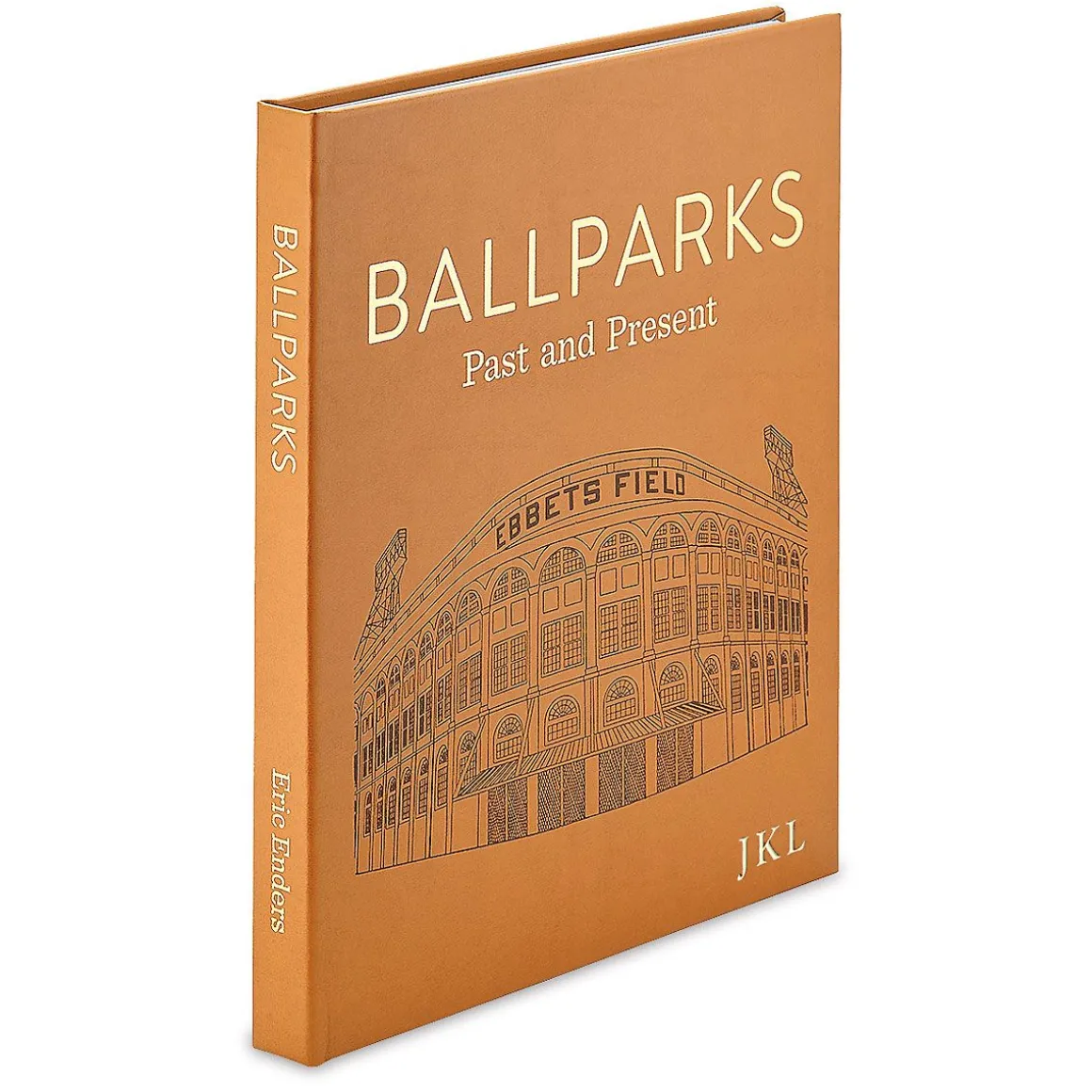Ballparks Past and Present Personalized Tan Leather-bound Book