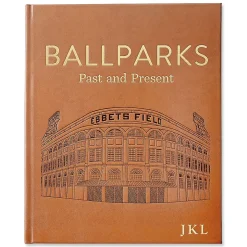 Ballparks Past and Present Personalized Tan Leather-bound Book