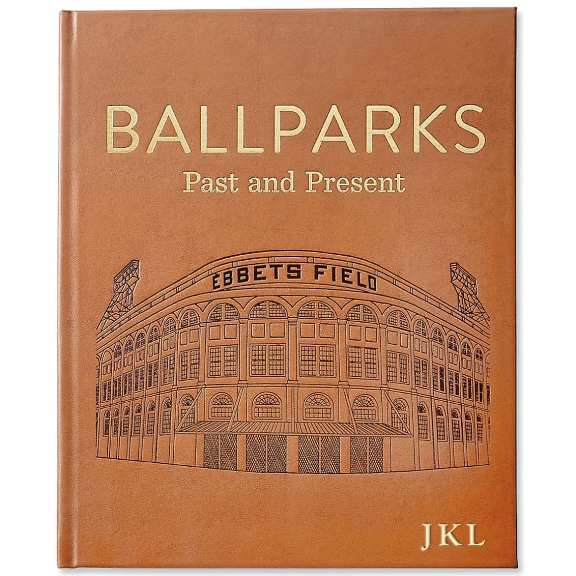 Ballparks Past and Present Personalized Tan Leather-bound Book