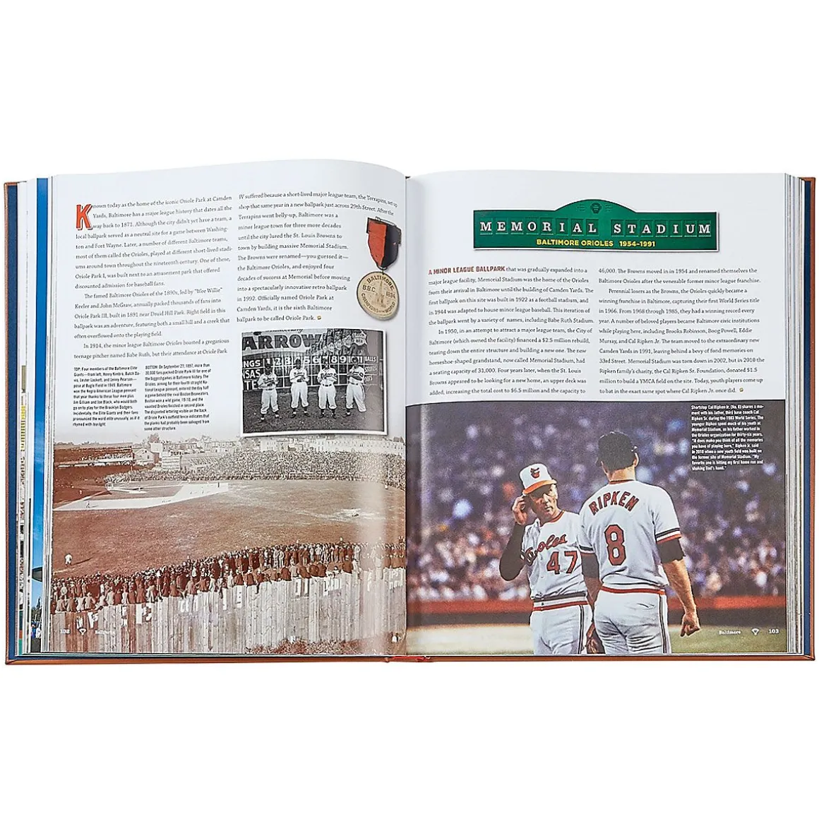 Ballparks Past and Present Personalized Tan Leather-bound Book