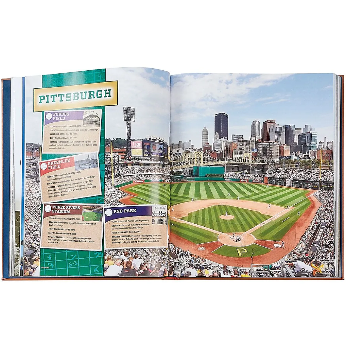 Ballparks Past and Present Personalized Tan Leather-bound Book