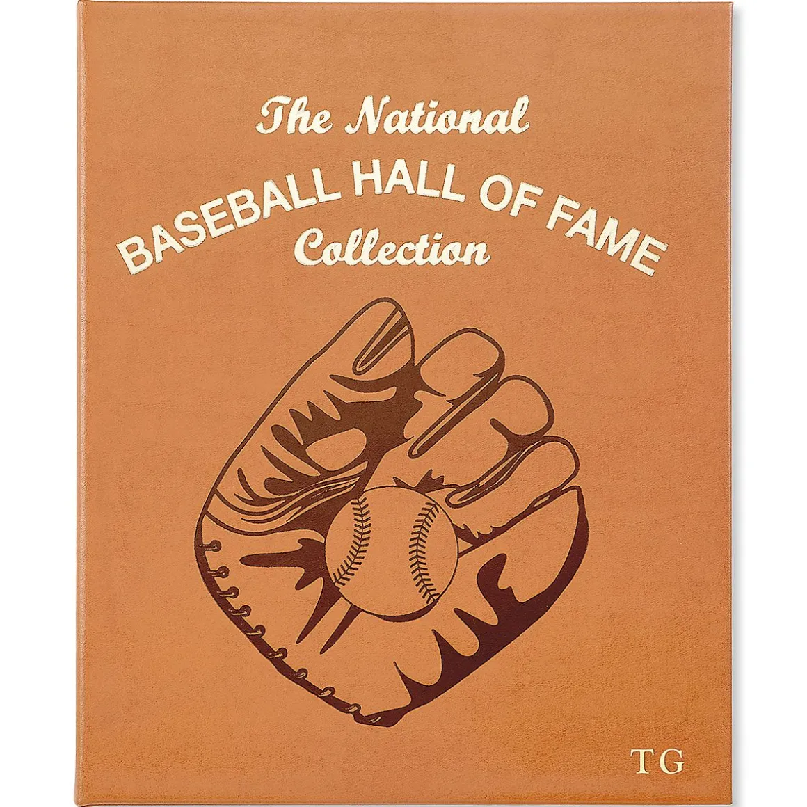 Baseball Hall of Fame Personalized Tan Leather-Bound Book
