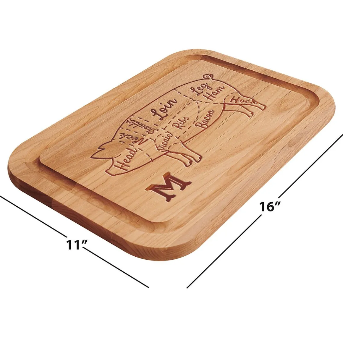 BBQ Cuts of Pork Personalized Wood Cutting Board