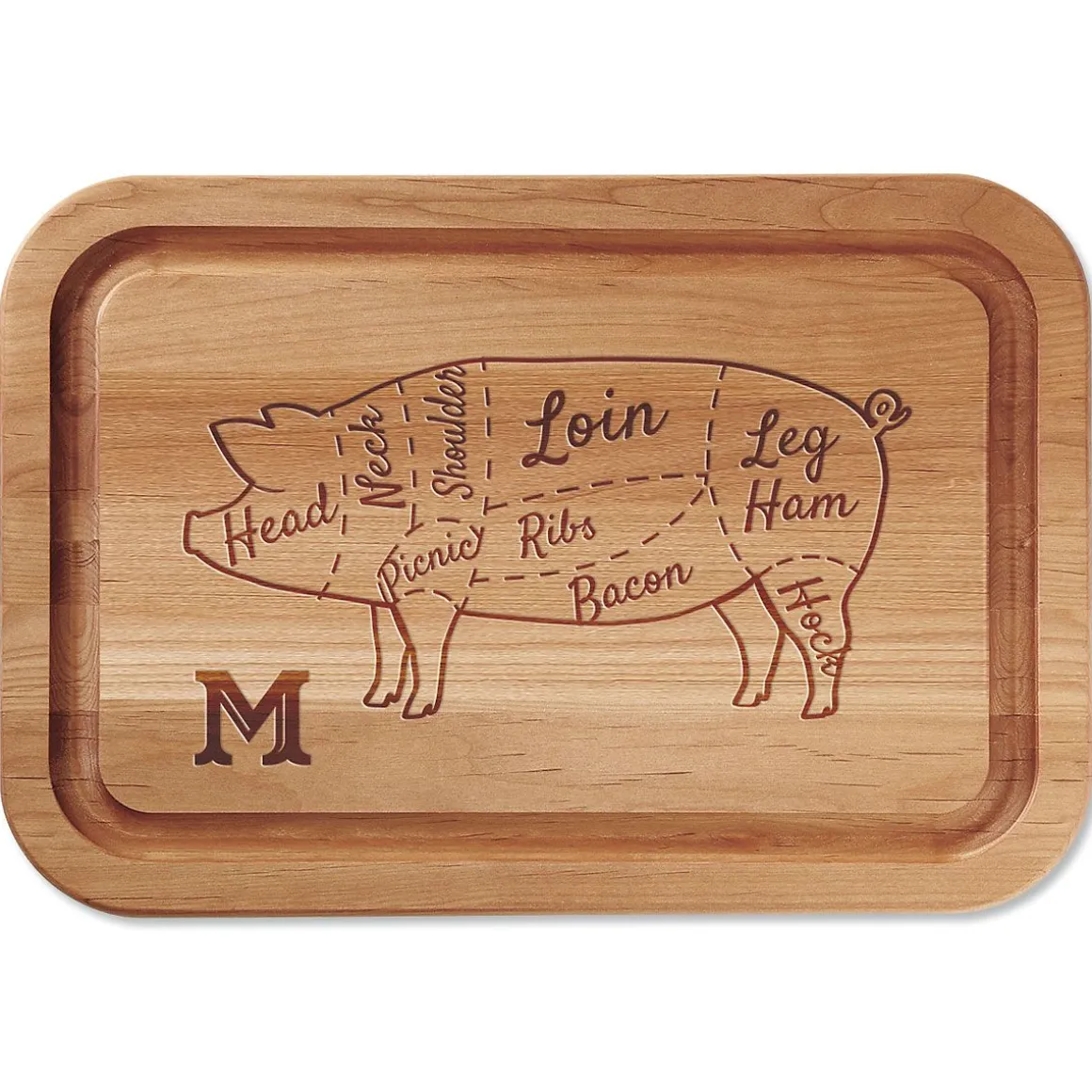 BBQ Cuts of Pork Personalized Wood Cutting Board