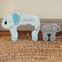 Big & Little Elephant Personalized Push Toys