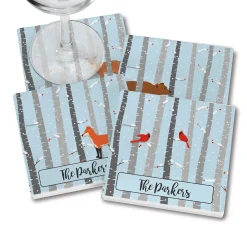 Birch Trees Personalized Ceramic Coasters