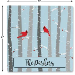 Birch Trees Personalized Ceramic Coasters