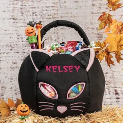Black Cat Personalized Halloween Treat Bag