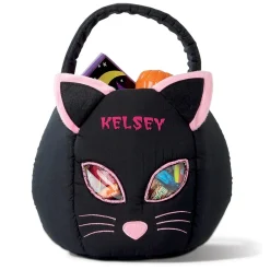 Black Cat Personalized Halloween Treat Bag