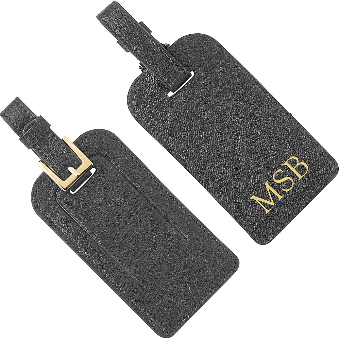 Black Leather Personalized Luggage Tag
