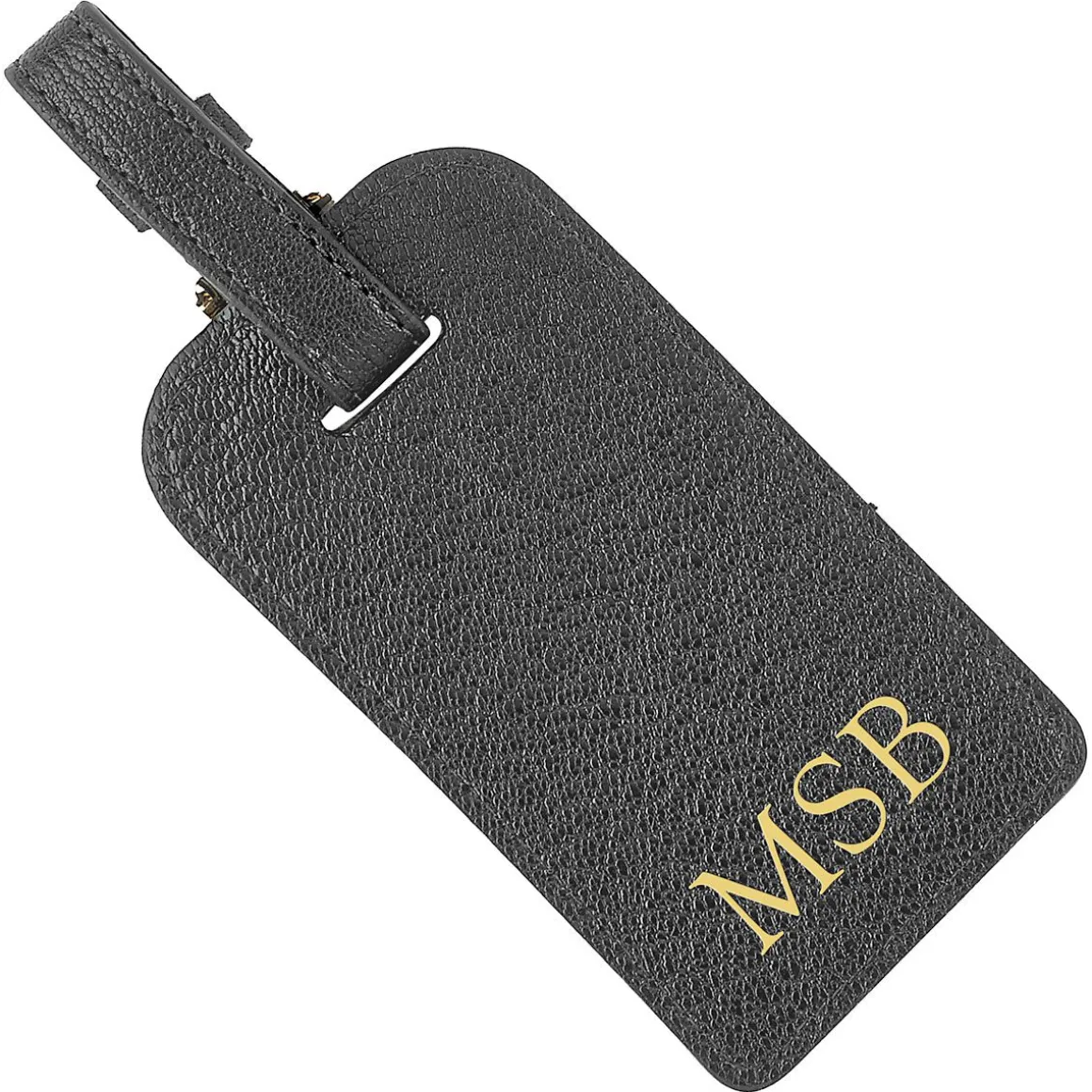 Black Leather Personalized Luggage Tag