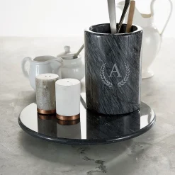 Black Marble Monogrammed Lazy Susan