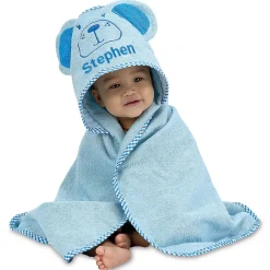 Blue Bear Hooded Animal Personalized Towel