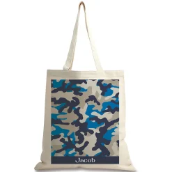 Blue Camo Personalized Canvas Tote