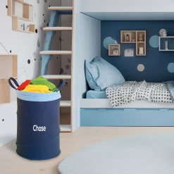 Blue Collapsible Personalized Laundry Tote