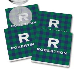 Blue-Green Buffalo Plaid Coasters