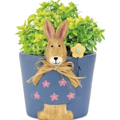 Blue Planter with Bunny