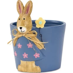 Blue Planter with Bunny