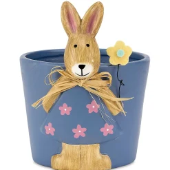 Blue Planter with Bunny