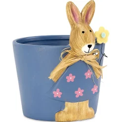 Blue Planter with Bunny