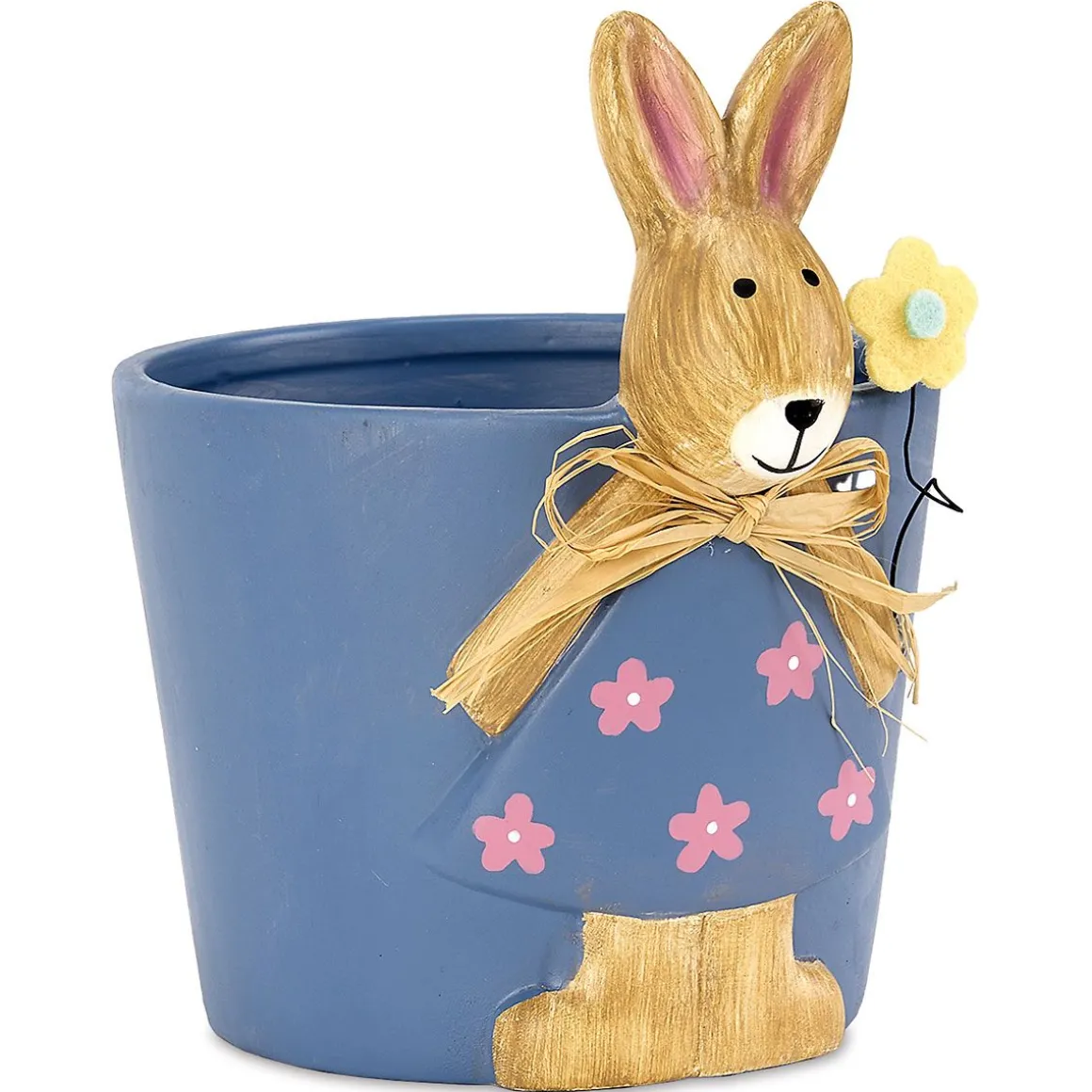 Blue Planter with Bunny