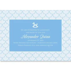 Blue Scalloped Personalized Birth Announcement