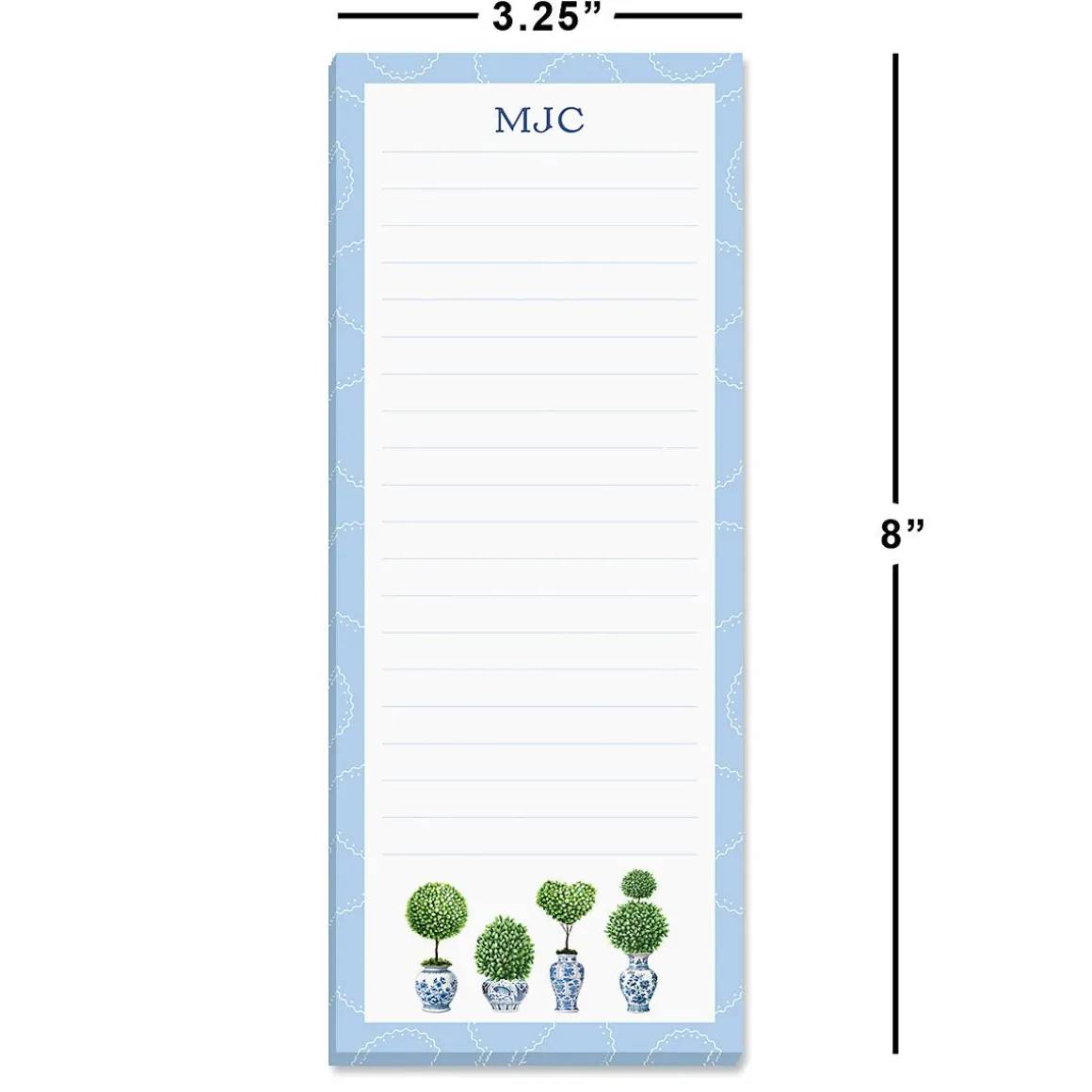 Blue & White Topiary Personalized Shopping List Pads