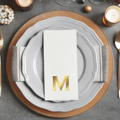 Bold Initial Foil Stamped Disposable Hand Towels