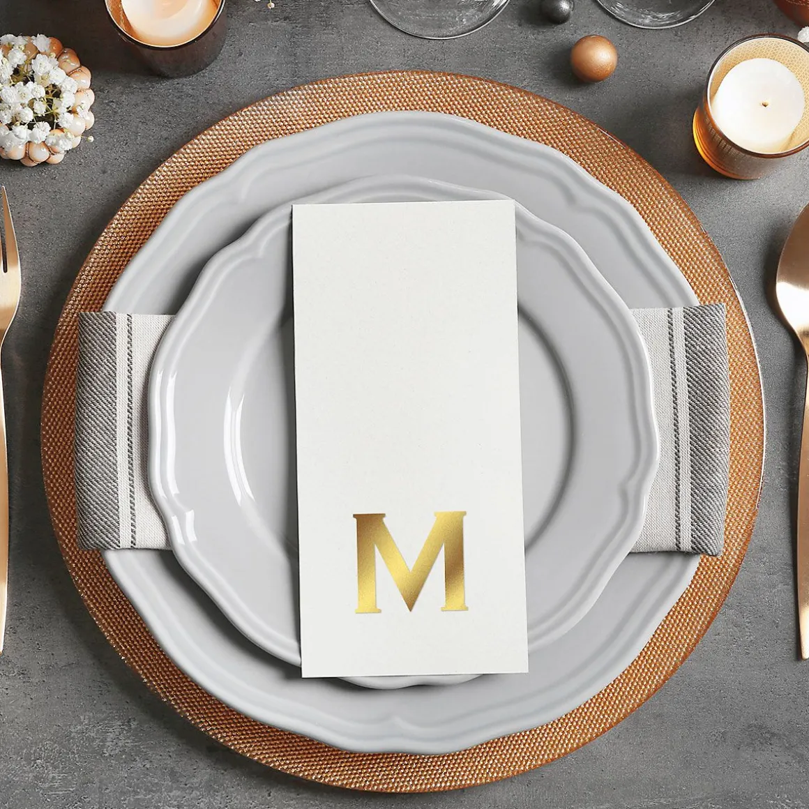 Bold Initial Foil Stamped Disposable Hand Towels