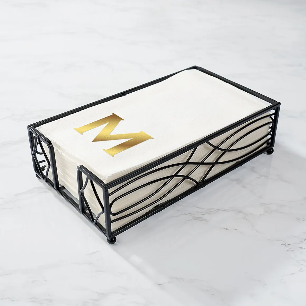 Bold Initial Foil Stamped Disposable Hand Towels