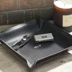 Bonded Leather Moldable Personalized Black Catchall