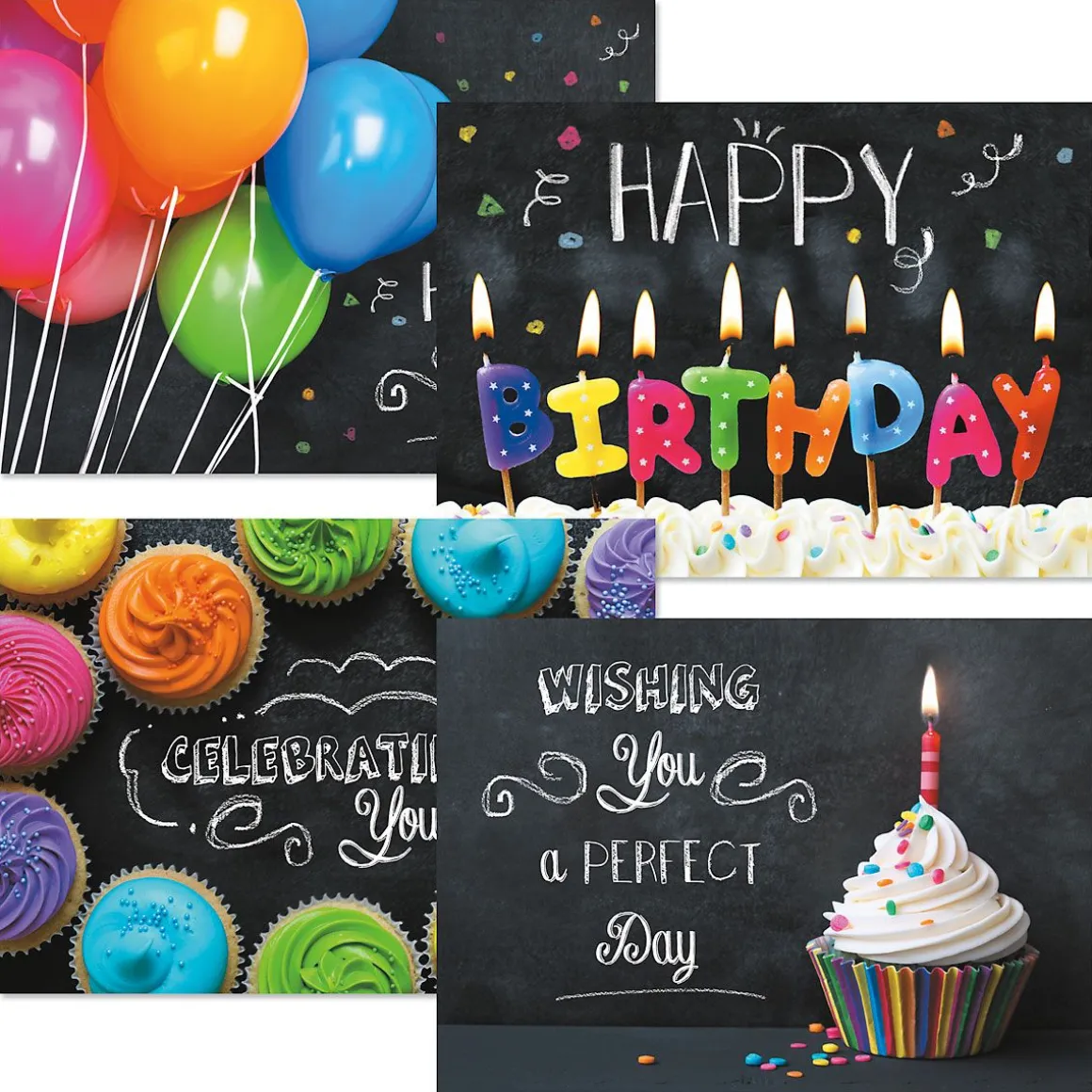 Bright on Black Birthday Cards