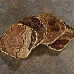 Brown Agate Marble Glass Coaster