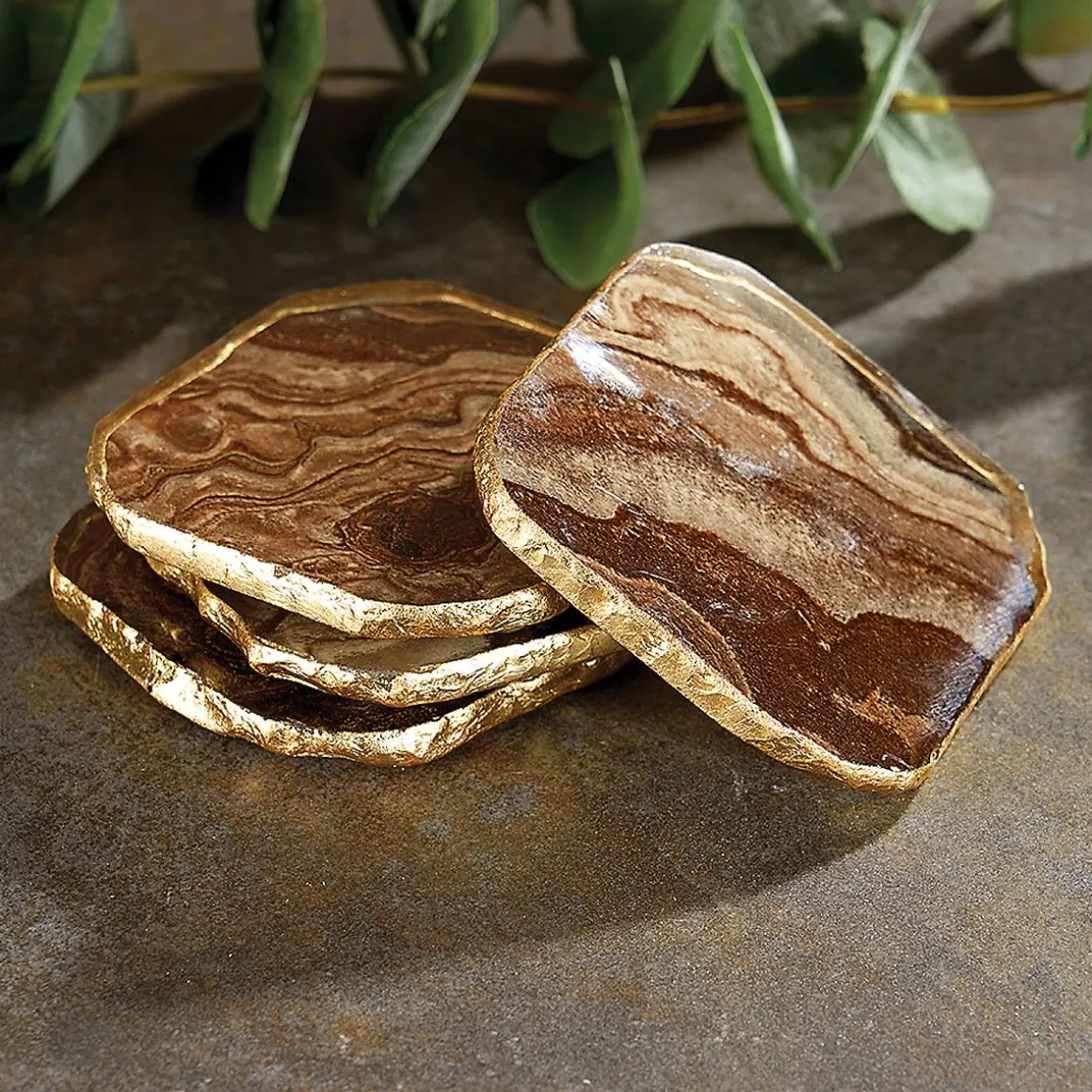 Brown Agate Marble Glass Coaster