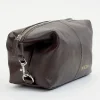 Brown Genuine Leather Monogrammed Toiletry Bag