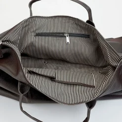 Brown Genuine Leather Monogrammed Duffel Bag