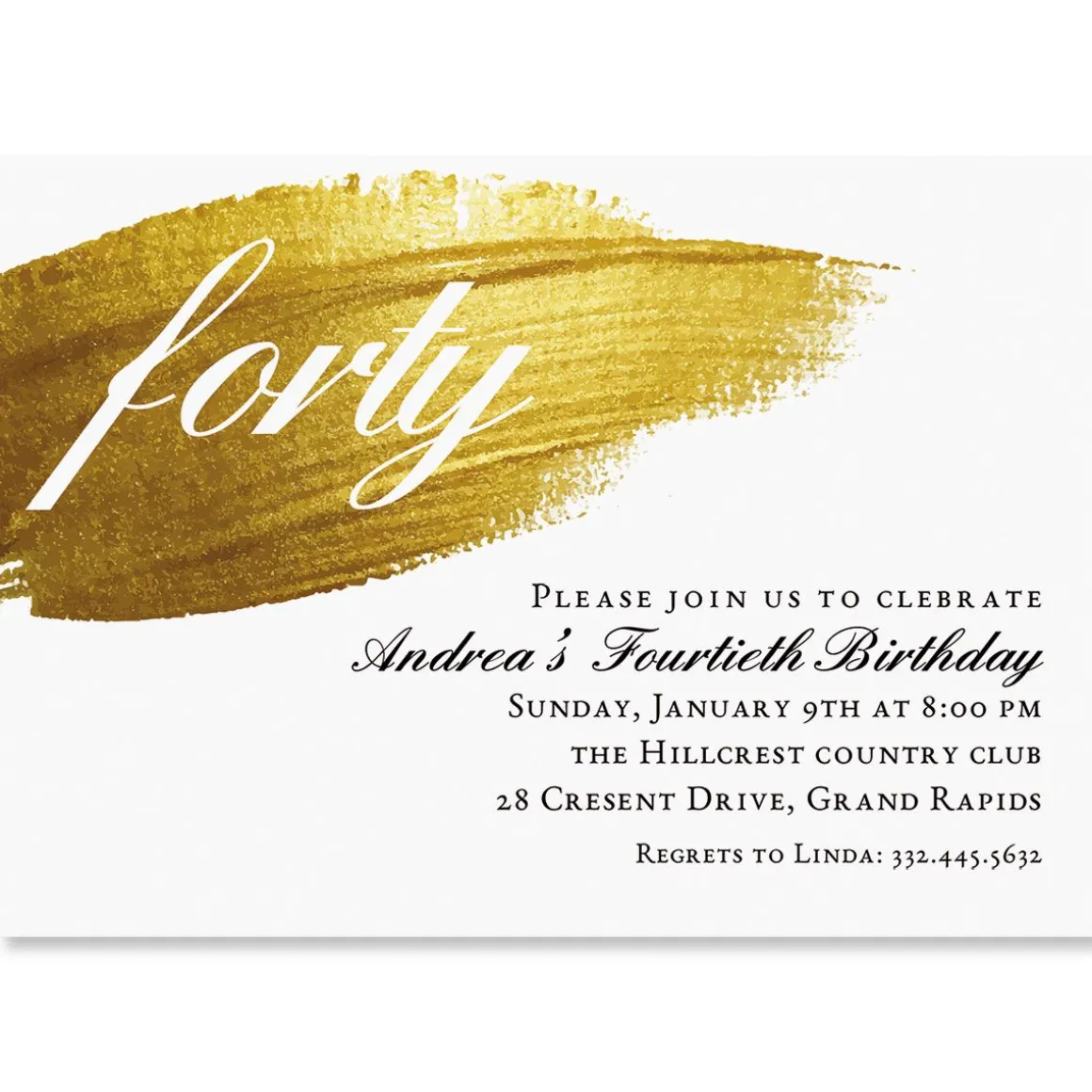 Brushed Elegance Milestone Personalized Invitation